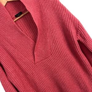 Talbots Womens S Sweater Wool Blend Chunky Knit Shawl Collar Tunic Pullover Cozy